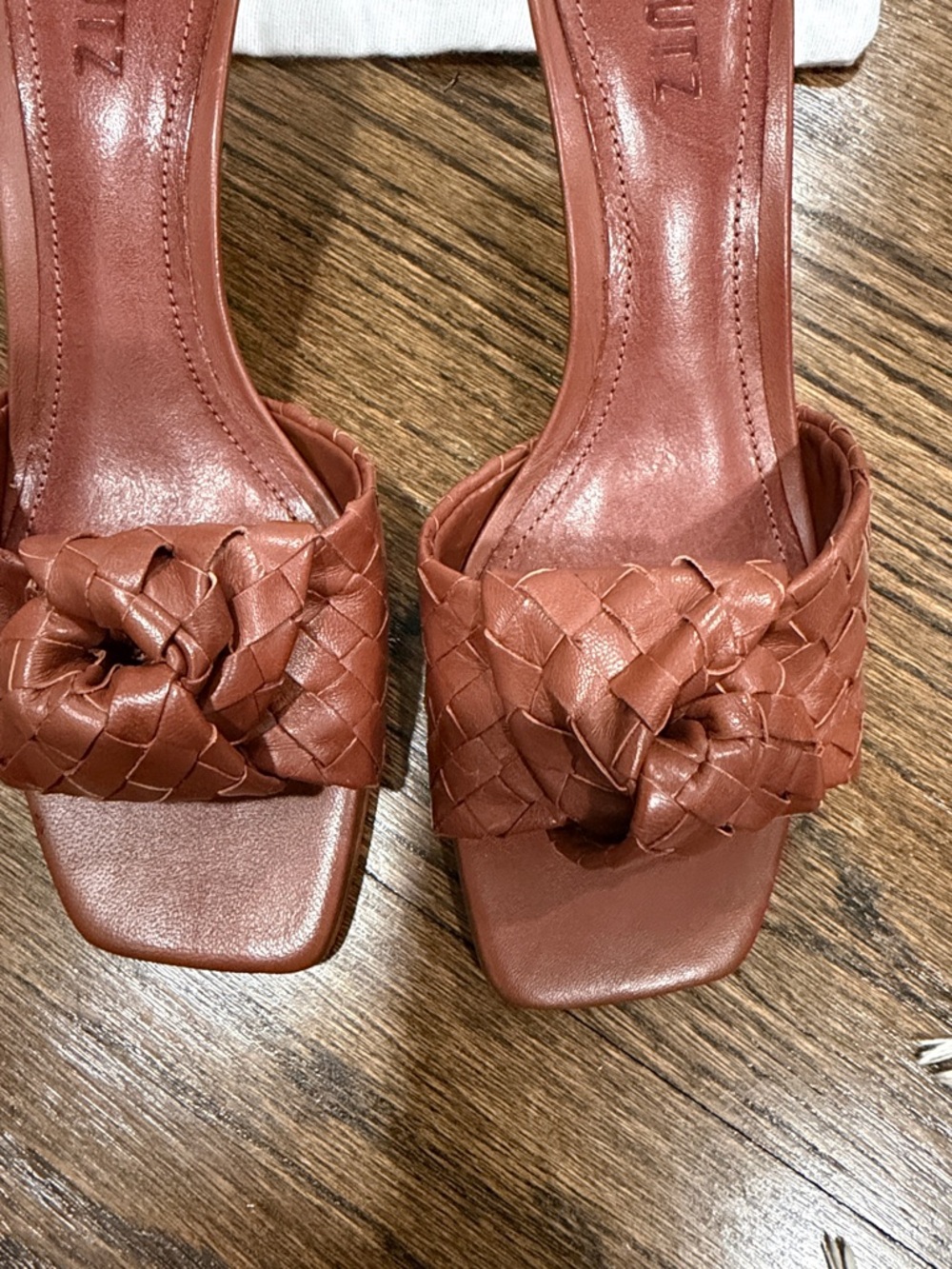 SCHUTZ Brown Braided Leather Slide Mules- Sauvage-Kareena Knot size 8 - Picture 3 of 8